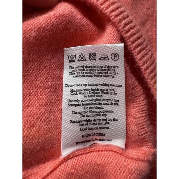 Pure Collection Womens 100% Cashmere V-Neck Sweater Coral Orange, Size 2 (US) - Picture 7 of 7